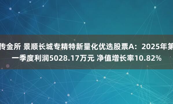 传金所 景顺长城专精特新量化优选股票A：2025年第一季度利润5028.17万元 净值增长率10.82%